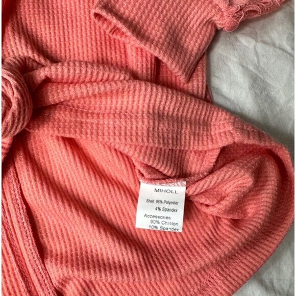 3 for $15 Miholl Coral Long Sleeve Lace Knit Top, Tie Front , NWT Size Small - Picture 6 of 10